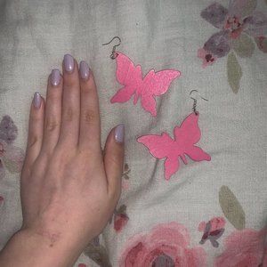 Large Wooden Butterfly Earrings